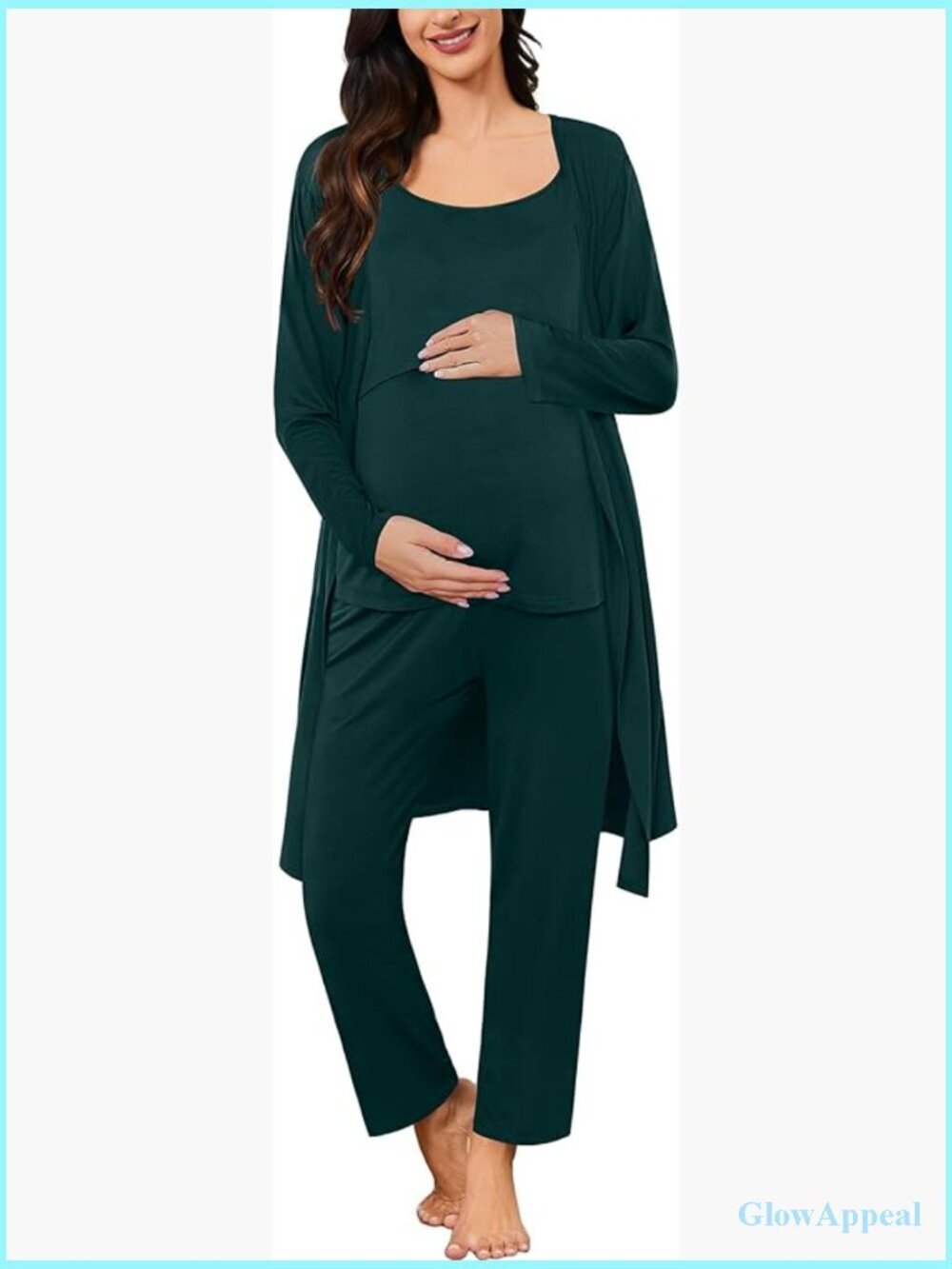 Maternity Nursing Robe Set 3PC Postpartum Pajamas Breastfeeding